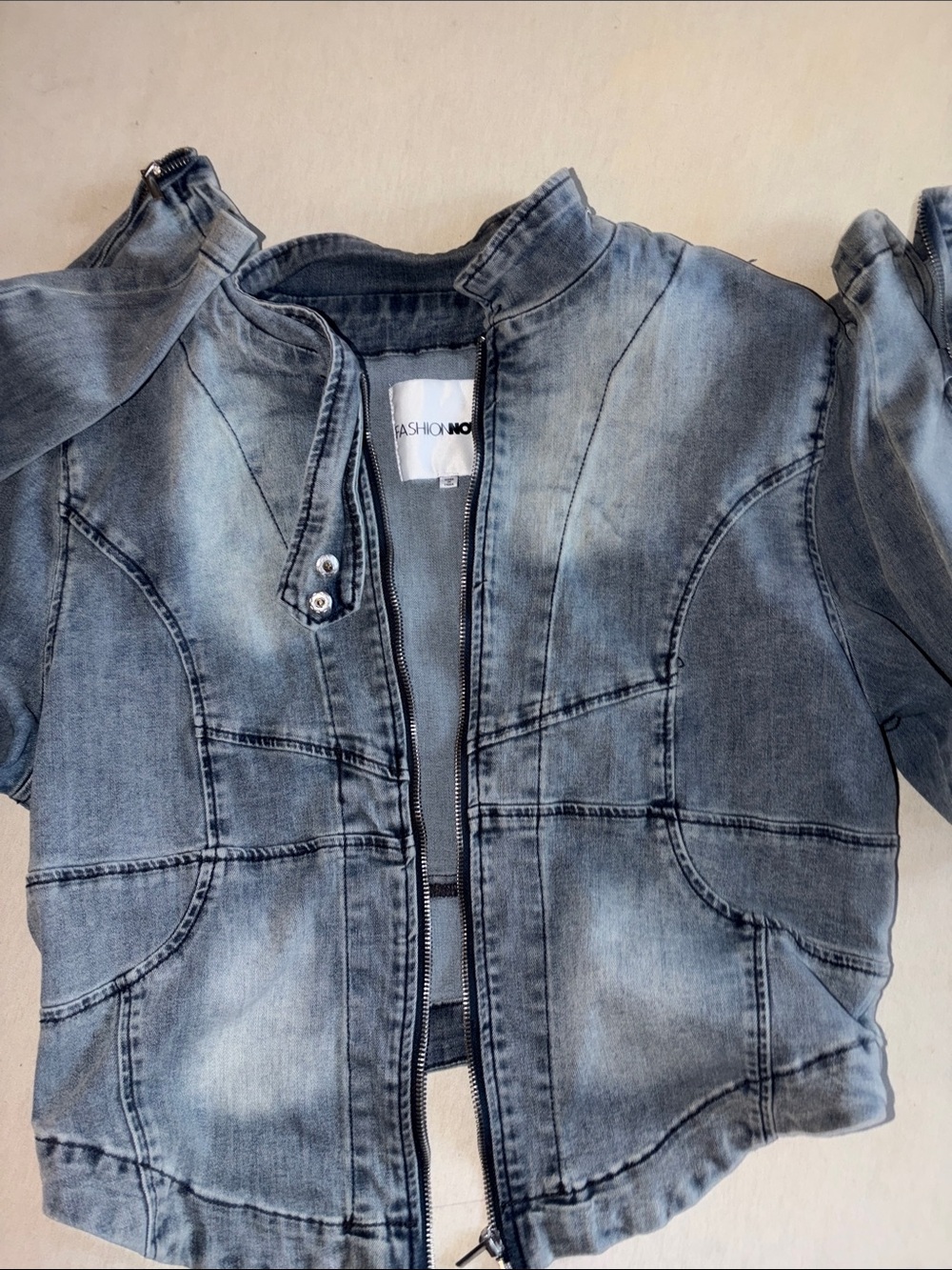 Womens Size XL Fashion Nova Light Blue Washed Denim Jacket